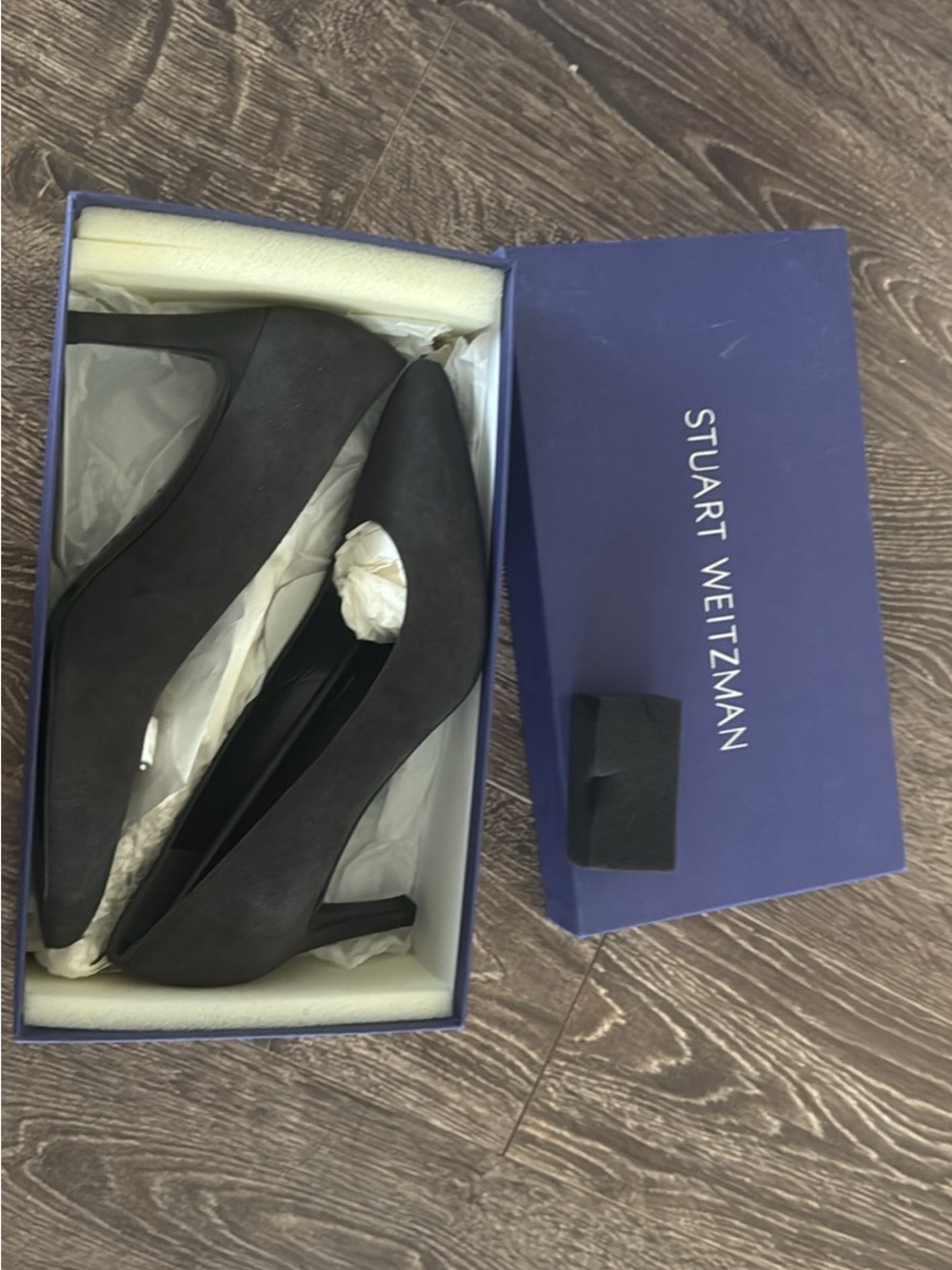 Stuart Weitzman Black Suede Classic Pointed-Toe Pumps